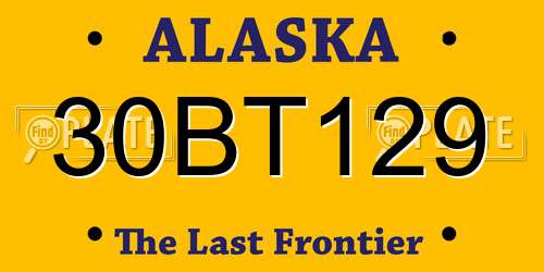 30BT129 Alaska License Plate