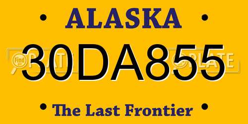 30DA855 Alaska License Plate