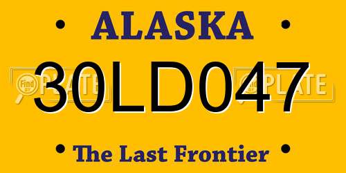 30LD047 Alaska License Plate