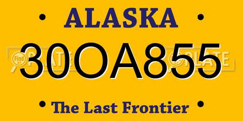 30OA855 Alaska License Plate