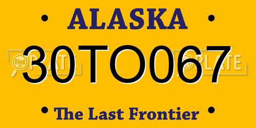 30TO067 Alaska License Plate
