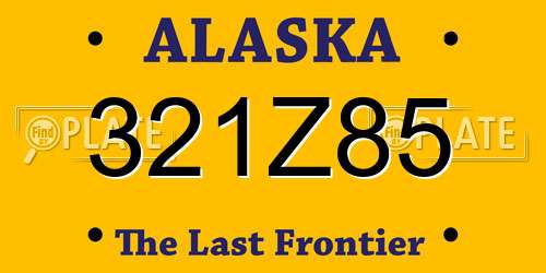 321Z85 Alaska License Plate