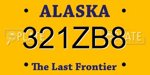 321ZB8 Alaska License Plate