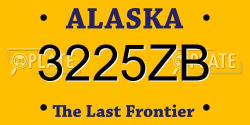 3225ZB Alaska License Plate