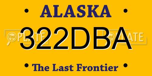 322DBA Alaska License Plate