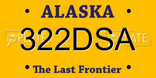 322DSA Alaska License Plate