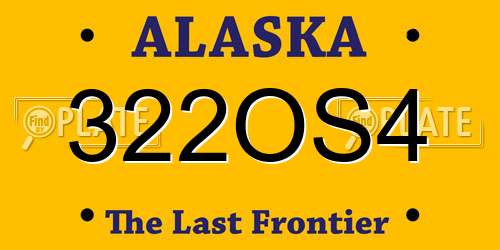 322OS4 Alaska License Plate