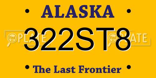 322ST8 Alaska License Plate