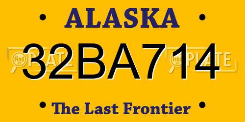 32BA714 Alaska License Plate