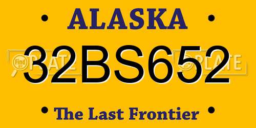 32BS652 Alaska License Plate