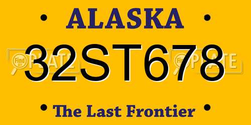 32ST678 Alaska License Plate