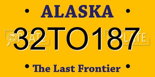 32TO187 Alaska License Plate