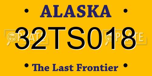 32TS018 Alaska License Plate