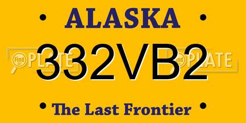 332VB2 Alaska License Plate
