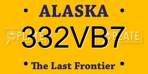 332VB7 Alaska License Plate
