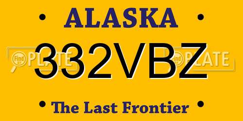 332VBZ Alaska License Plate