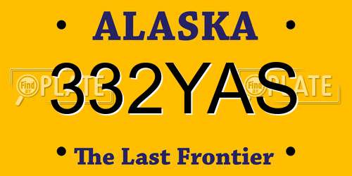 332YAS Alaska License Plate