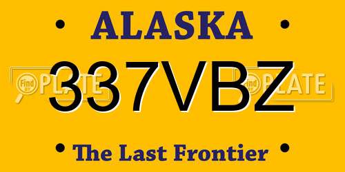 337VBZ Alaska License Plate