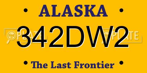 342DW2 Alaska License Plate
