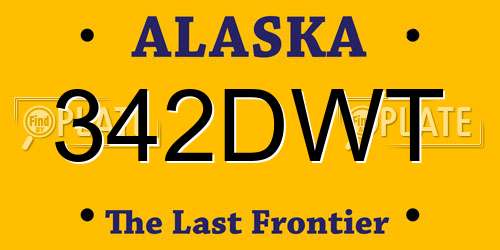 342DWT Alaska License Plate