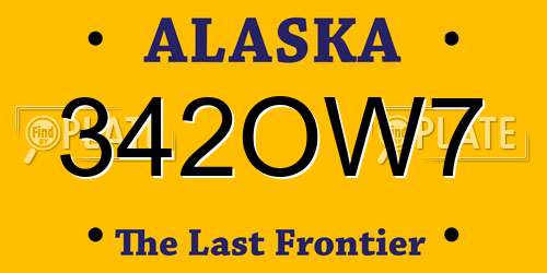 342OW7 Alaska License Plate