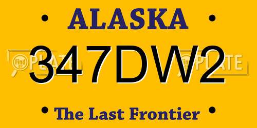 347DW2 Alaska License Plate