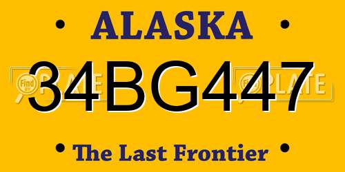 34BG447 Alaska License Plate