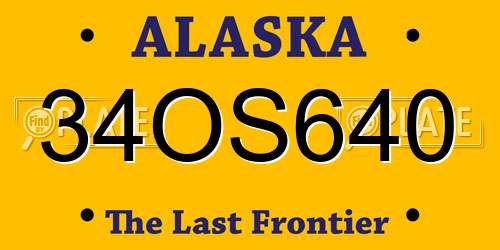 34OS640 Alaska License Plate