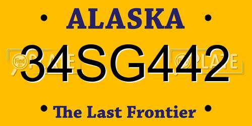 34SG442 Alaska License Plate
