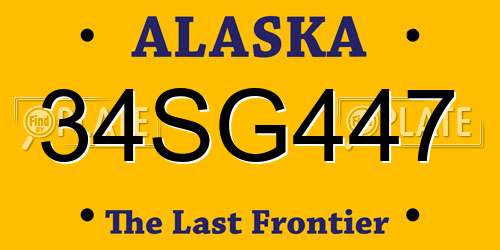 34SG447 Alaska License Plate