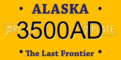 3500AD Alaska License Plate