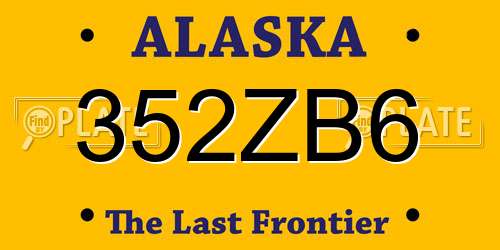 352ZB6 Alaska License Plate