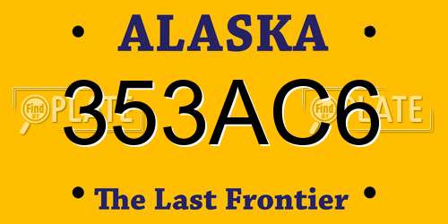 353AC6 Alaska License Plate