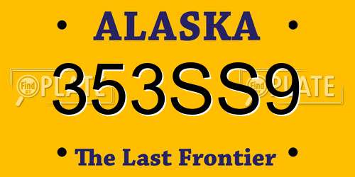 353SS9 Alaska License Plate