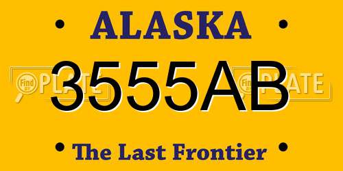 3555AB Alaska License Plate