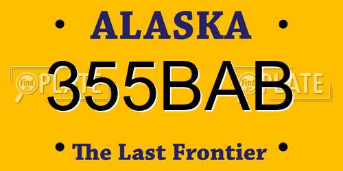 355BAB Alaska License Plate