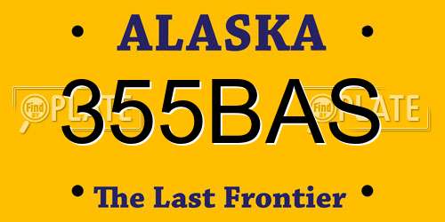 355BAS Alaska License Plate