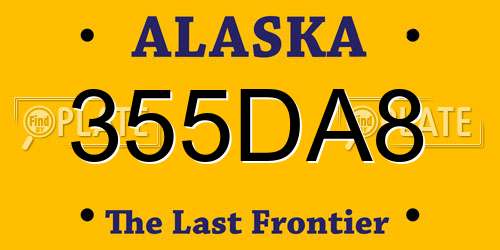 355DA8 Alaska License Plate