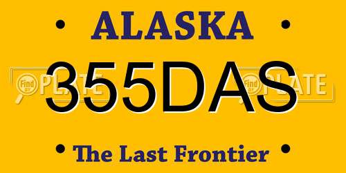 355DAS Alaska License Plate