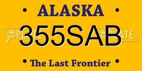 355SAB Alaska License Plate