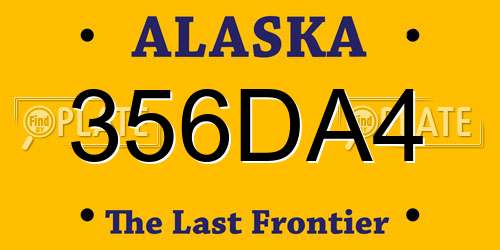 356DA4 Alaska License Plate