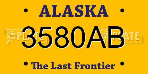 3580AB Alaska License Plate