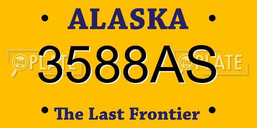 3588AS Alaska License Plate