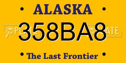 358BA8 Alaska License Plate