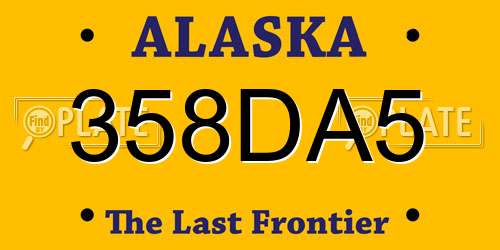 358DA5 Alaska License Plate