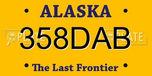 358DAB Alaska License Plate
