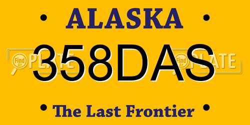 358DAS Alaska License Plate
