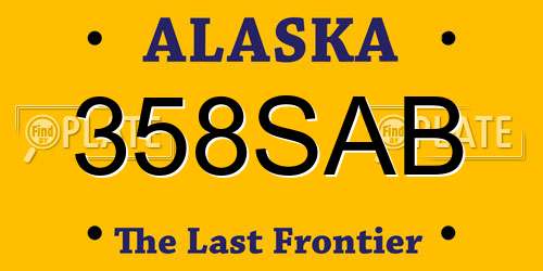 358SAB Alaska License Plate