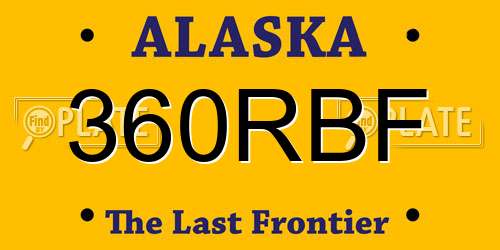360RBF Alaska License Plate