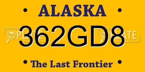 362GD8 Alaska License Plate